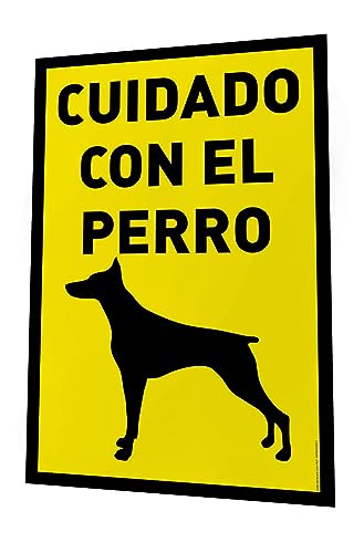akrocard - Cartel Resistente PVC - CUIDADO CON EL PERRO DOBERMAN - Señaletica de advertencia - (DOBERMAN)