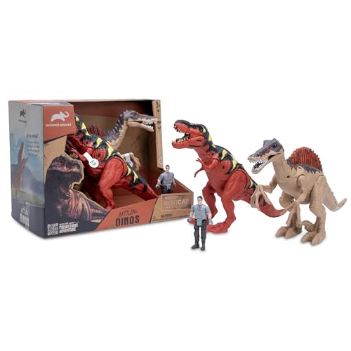 Animal Planet Electronic Dinosaur Battle Set – Light-Up Roaring T. Rex & Spinosaurus with Action Figure – Dinosaur Toys for Kids Ages 3+