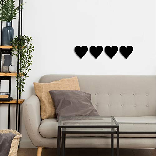 Image of eCraftIndia Set of 4 Hearts Black Wooden Cutout Wall Decor Showpiece for Home Decor Living Room Bedroom | Valentine Gift for Girlfriend Boyfriend Husband Wife Her Him | Valentine Day Decoration Items