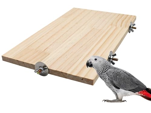 Image of Large Bird Perch, Wooden Platform, Bird Playground, Parakeet Shelf Stand Platform, Bird Perches for Cage, Cage Accessories for Parrots, Rats, Chinchillas, Hamsters, Squirrels, Sugar Gliders