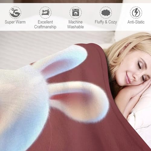 Couverture polaire lapin en flannel super douce et légère de 140×180cm