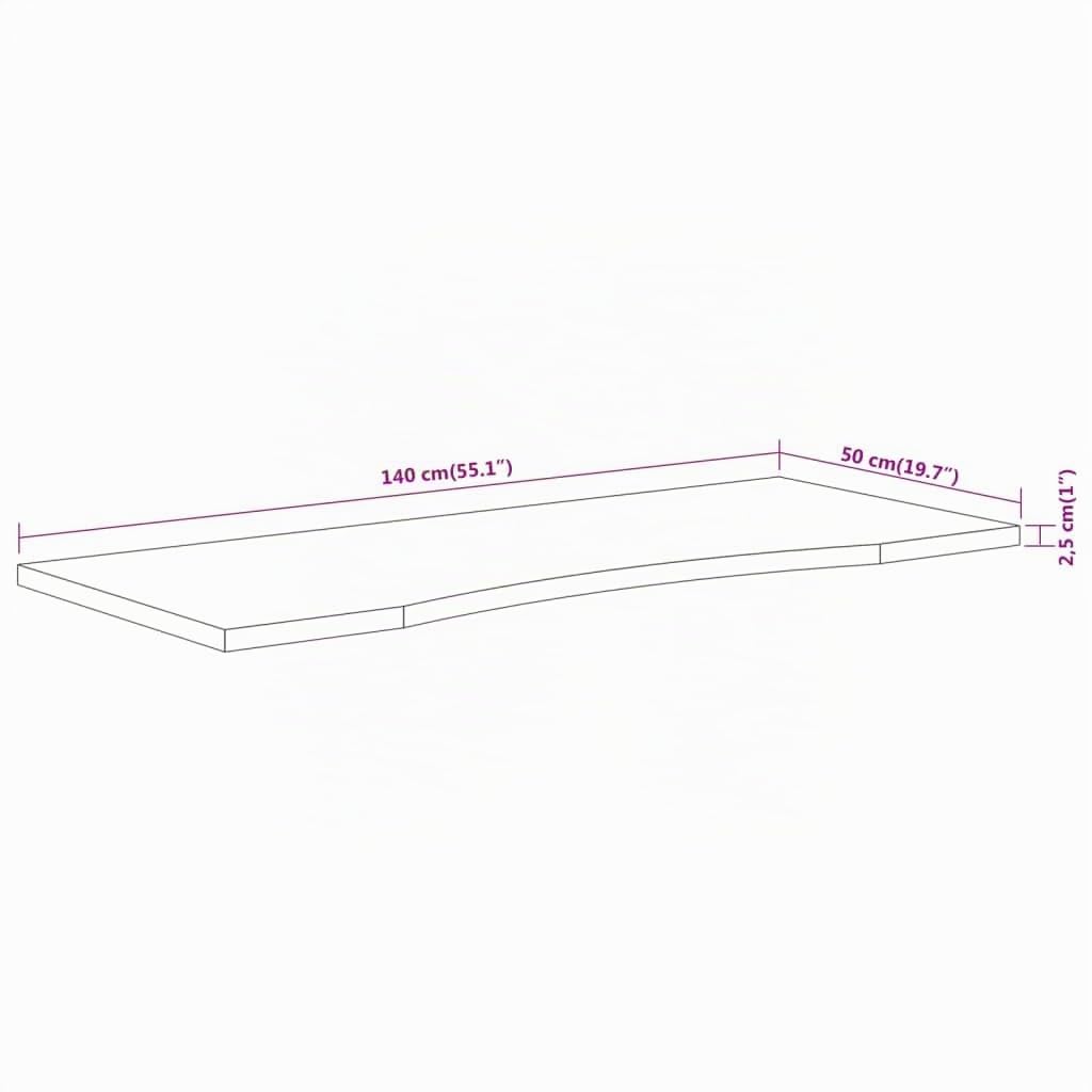 vidaXL Piano Scrivania 140x50x2,5cm Rettangolare Legno Massello Acacia, Piano per scrivania in Legno, Piano per scrivania da Ufficio, Piano