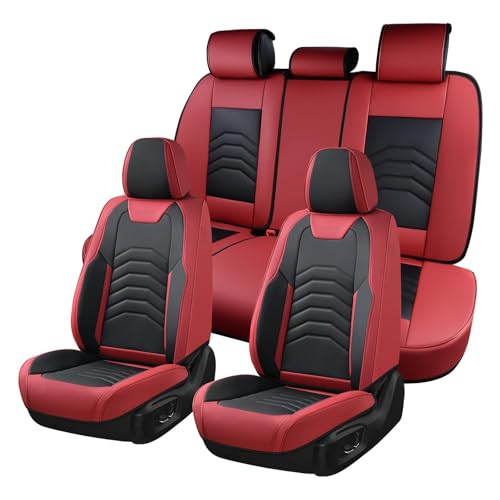 Image of Coverado Seat Covers, Front and Back Seat Covers for Cars, Car Seat Cover, Car Seat Protector Waterproof, Car Seat Cushion Faux Leather, Seat Covers Carseat Cover Universal Fit for Most Cars Red&Black