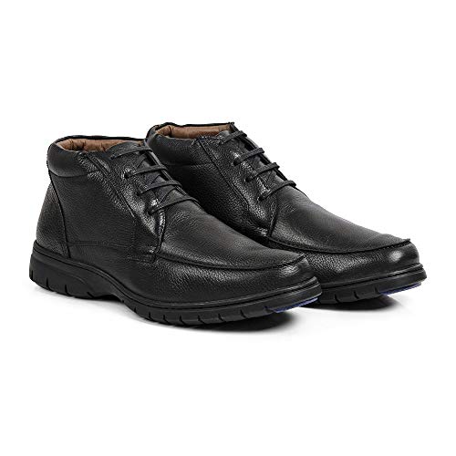 Coturno Linha Extremo Conforto Couro Floater Sem-stress Medical Line - 0511 - Preto Cor:Preto;Tamanh