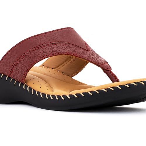 Image of Khadim's Softouch Leather Wedge Heel Slip On Sandal for Women