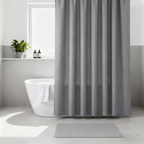 Bathroom Shower Curtain, 71 * 79 Inch Waterproof Quick-Dry Machine Washable Reusable Modern Shower Curtain with Hooks,Easy Installation Multi-Scenario Applicable Long Shower Curtains,Grey - image 3