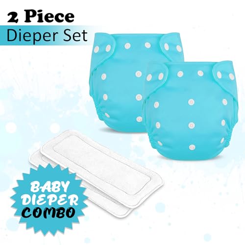 Image of GLUN Reusable Baby Cloth Diapers Combo, Pack of 2 Shiny Blue Colour Comfort & Protection, Leakproof & High Absorption