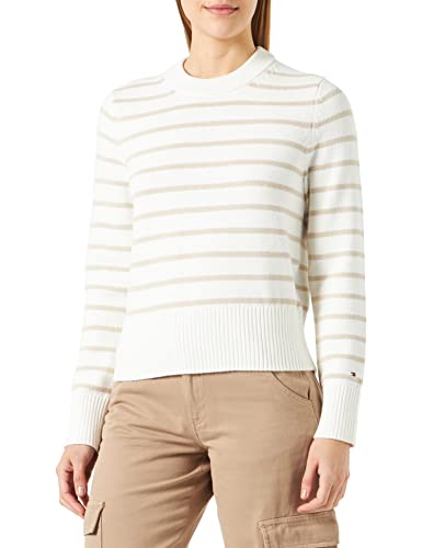 Tommy Hilfiger Damen Pullover 1985 Strickpullover, Weiß (Breton...