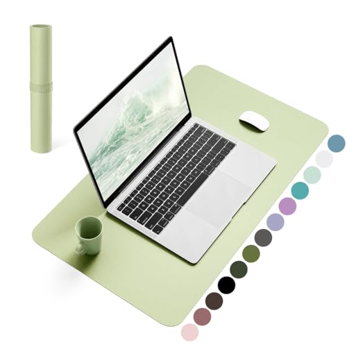 YSAGi Non-Slip Leather Desk Pad, Waterproof Laptop Computer Desk Keyboard Mat, Table Protector Blotter Mat, Large Mouse Pad for Office/Work/Home/Decor(Matcha Green, 23.6" x 13.7") Matcha Gre