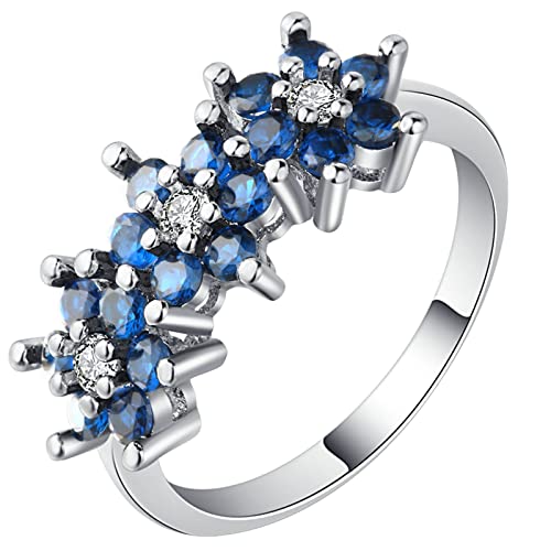 Bague pierre bleue et zircone avec boîte cadeau pour offrir à une femme