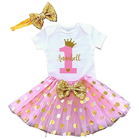 Funmunchkins First Birthday Outfit Girl Princess Dress - Personalized (Short Sleeve 12M) Cover
