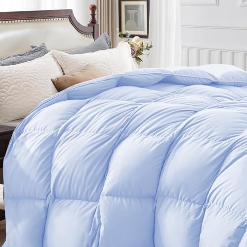 Image of Luxurious 500 GSM Winter Comforter Double Bed Size (90 inchX100 inch) - Premium Collection Heavy Winter Quilted Comforter 500 GSM Microfiber Fill - Duvet /Blanket Double Bed - Sky Blue Color