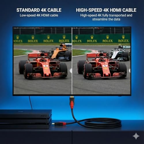 KUNOVA (TM) 25 Pied 25 FT HDMI câble 1080P 2160P 4K 60Hz HDR 3D Haute Vitesse avec Ethernet Arc Universal Compatible avec HDTV Projecteur, Théâtre d'ordinateur portable de la console de jeux
