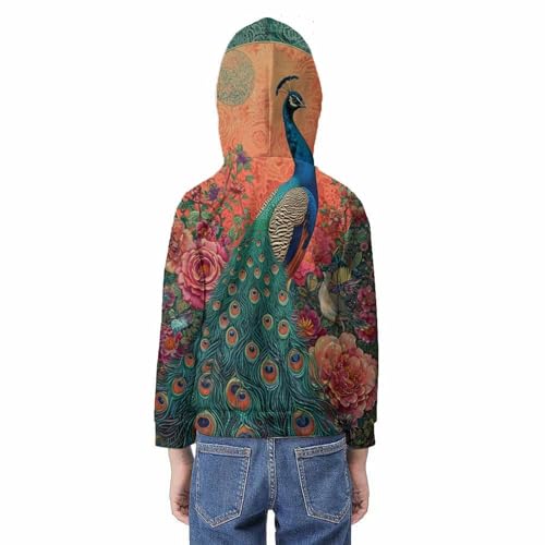 Sweat à capuche imprimé paon 3D veste drôle et cool pour adolescent 13-15 ans - 6