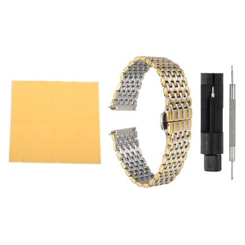 HARFINGTON Stainless Steel Mesh Watch Band 18mm Quick Release Metal Watch Strap Adjustable Fold Butterfly Clasp Replacement Bands for Men Women, Silver Gold