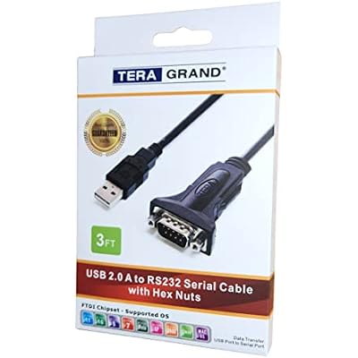 Tera Grand - Premium USB 2.0 to RS232 Serial DB9 Adapter Cable 3 Feet - Supports Windows 11, 10, 8, 7, Vista, XP, 2000, 98, Linux and Mac - Built with FTDI Chipset and Hex Jack Nuts