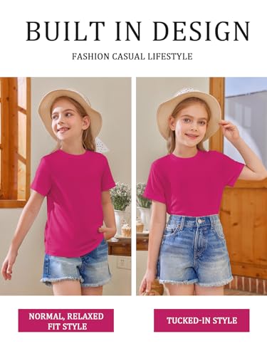 Image of Girls Short Sleeve T Shirts Kids Summer Tops Crewneck Tees 5-14 Years