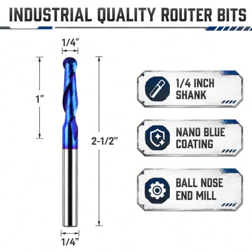 Image of 1 /4 inch Shank Ball Nose End Mill CNC Router Bits Carbide Spiral Milling Tool
