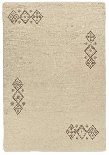 Theko | Berber Teppich aus 100% Schurwolle aus Marokko | nachhaltig & robust | handgeknüpft | Farbe: Weiß | 170x240 cm