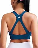 RUNNING GIRL Sports Bras for Women High Support Molded Cup High Impact Sports Bras with Sewn in Pads Racerback Running Bra(3113 Dark Blue L)