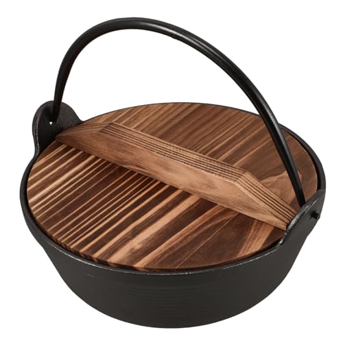 Anneome Camping Cookware Cast Pot with Hanging Pot Japanese Style Cooking Utensil Large Capacity Pot for Family Outdoor Use