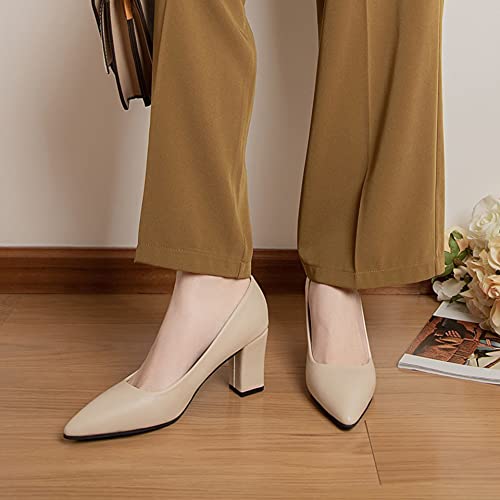 Hee grand Womens Heeled Pump Classic Pointed Toe Chunky High Heels Work Shoes Dress Pumps2