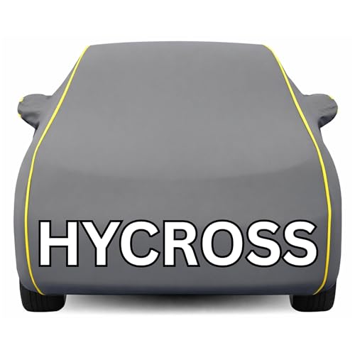 Image of Kayme Premium Grey Hycross Car Cover Waterproof for (All Models & Variants - Petrol, Diesel, CNG & EV) |Speacially Custom Fit with Mirror Pockets |All-Weather Protection - Outdoor Car Body Cover