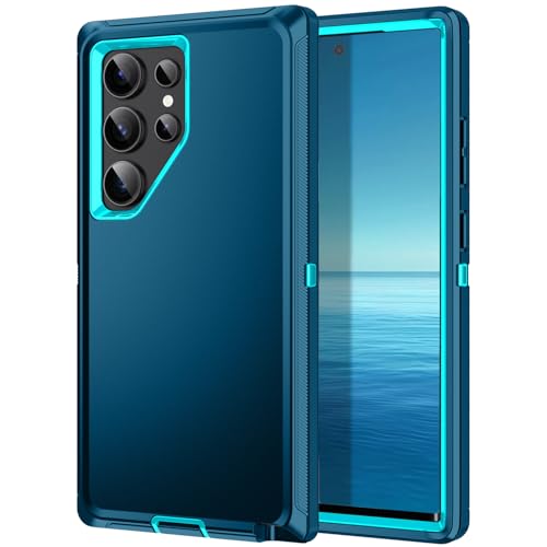 Mieziba for Galaxy S24 Ultra Case,Heavy Duty Shockproof Dust/Drop Poof 3 Layers Full Bady Protection Rugged Cover Case for Galaxy S24 Ultra,Turquoise by Mieziba - Used condition - US$9.08