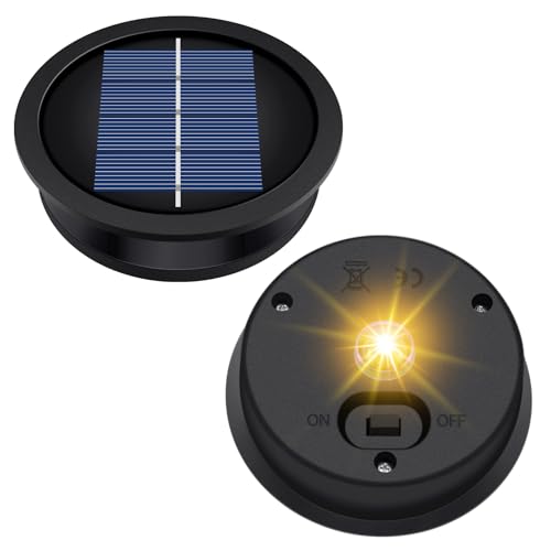2 Pack Solar Light Replacement Top Replacement Solar Light Parts for Lantern (Top 3.23 Inch Bottom 2.83 Inch) Waterproof LED Replacement for Outdoor Garden Pathway Yard Lights & Decor