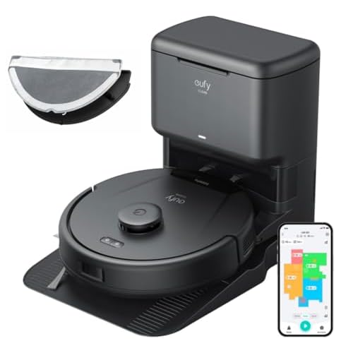 eufy L60 Hybrid SES Robot Lavapavimenti e Aspirapolvere con Stazione Autopulente, Ultra 5000 Pa, Navigazione Laser iPath, per la pulizia profonda dei pavimenti, ideale per capelli e paviment