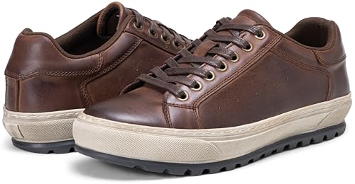 Image of Jousen Men's Shoes Leather Casual Dress Sneakers with Vintage-Distressed-Sole