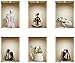 The Nisha Art Magic Vinyle 3D Autocollants Mural Amovible Bricolage, Ensemble de 6, Sculptures blanches et yoga noir