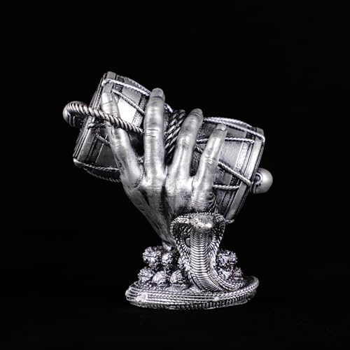 Image of Artarium Traditional Shiva Damru Statue Antique Shivji Sheshnag Lord Shiv Decorative Showpiece for Gifting Car Dashboard Home Decor Pooja Room Mandir Temple (Shiva Damru Silver 3 Inch)