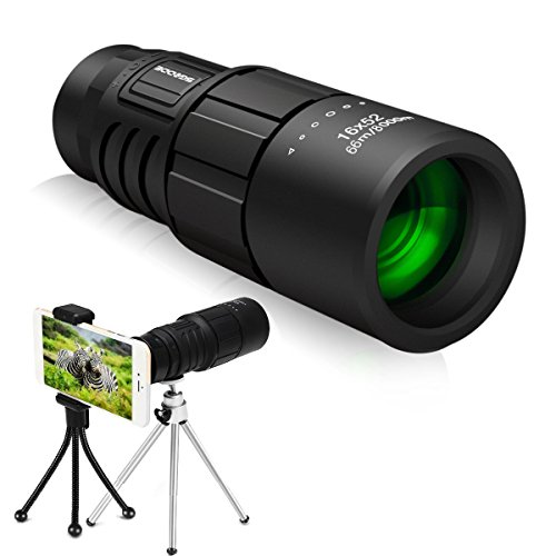 Monocular Telescope, SGODDE 16x52 High Power Telescope,Dual Focus Monocular Scopes- Waterproof, Low Light