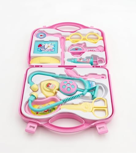 Zain Kids Pretend Play Doctor Kit Portable Medical Playset with Carrying Case & Stethoscope Educational Toy for Boys and Girls (Random Color)