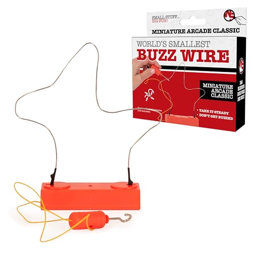 Funtime Gifts Worlds Smallest BUZZ WIRE GAME Portable Steady Hand Skill Game for Kids and Adults Retro Family Games Stocking Fillers Mini Games Electronic Toys Buzz Wire Challenge Anywhere
