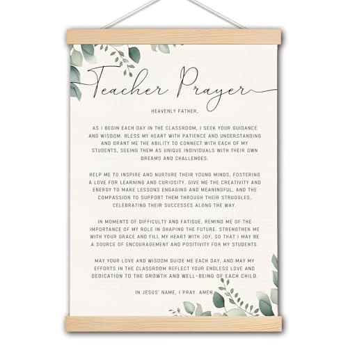 pouep Teacher Prayer Wall Art Poster, Teacher Office Classroom Decor,