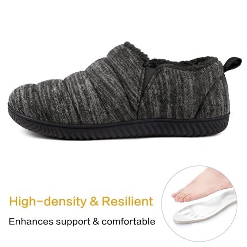 Zizor Men's Comfy Caterpillar Slippers Indoor Outdoor House Shoes, Warm Soft Knit Upper Fuzzy Fleece Lined Memory Foam Sole with Hard Bottom3