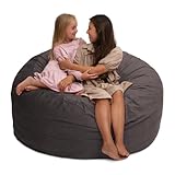 ULTIMATE SACK 5ft Bean Bag Chair, Oversize Bean Bag Chair for Adults, Comfy Chair Bean Bag Couch Lounge Sofa Loveseat Furniture | Grey Suede