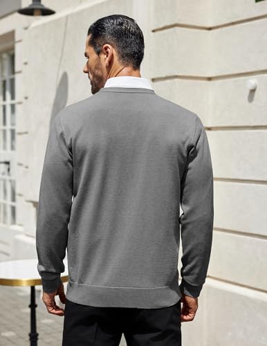 Coofandy Mens Cardigan Sweaters Long Sleeve V Neck Cardigans Lightweight Knitted Button Down Sweaters With Pockets Gray thumb #1
