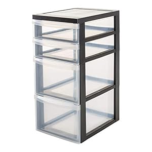 Iris Ohyama, Toren, Ladekast, Kunststof opbergorganizer met ergonomisch handvat, 7+15L, 4 lades, Met wielen, BPA vrij…