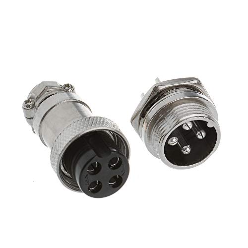 Jingzan 5PCS GX16 Aviation Plug 4 Pin 16MM Thread Female Socket Panel Metal Aviation Wire Connector &5 Pcs 4 Pin 16MM Thread Male Socket Panel Metal Aviation Wire Connector