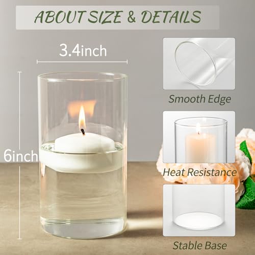 DYMFADFB Glass Cylinder Vases for Centerpieces - Tall Glass Vases for Flower, Clear Glass Flower Vases Bulk Floating Candle Vases for Table Centerpiece Wedding Home Décor - Image 4