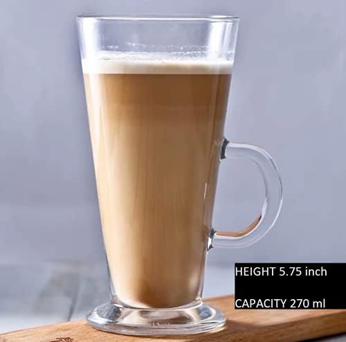 poundsaver Tall Coffee Mugs with Handle, Large Size Glass, Tall Funnel Clear Glasses for Iced Coffee, Latte, Cappuccino, Hot Chocolate, Big Plain Glasses Set of 2