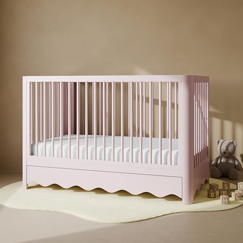 Image of Storkcraft Casablanca Convertible Crib with Drawer & Storkcraft 6-Inch Grow-with Me Premium Waterproof Dual-Sided Baby Crib & Toddler Bed Mattress (Blush) - GREENGUARD Gold Certified