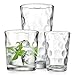 Home Essentials & Beyond Glassware Set 18 Piece Mixed Drinkware Set. 6 Highball Tumblers-17 oz., 6 Rock Whiskey-13 oz., and 6 Juice-7 oz. All Size Glass Cups Drinking Glasses. (Design on Inner Glass)