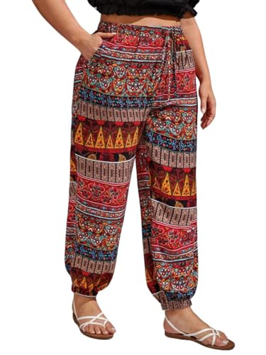 Image of GRECIILOOKS Trouser For Woman | Sharara For Women |Women's Boho Harem Pants | Printed Palazzo Pant For Womans Loose Fit Baggy Trousers with Elastic Waistband | Casual Yoga & Lounge Wear (Available in Plus Size)
