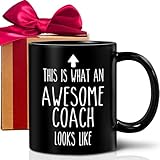 Cool Mug Gift for Coaches - This is an Awesome Coach, 11oz Inspirational Coffee Cup for Sports - Funny Motivational Present for Soccer Basketball Baseball Football -259