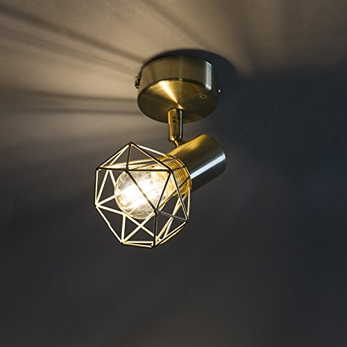 Qazqa Moderno Set 3 focos art deco giratorio oro - MOSH 1 Acero Redonda Adecuado para LED Max. 3 x 40 Watt