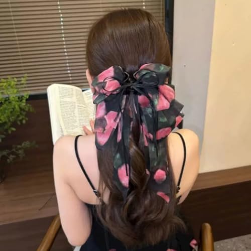 2 Pinzas para cabello con botón y borlas largas miniatura 6